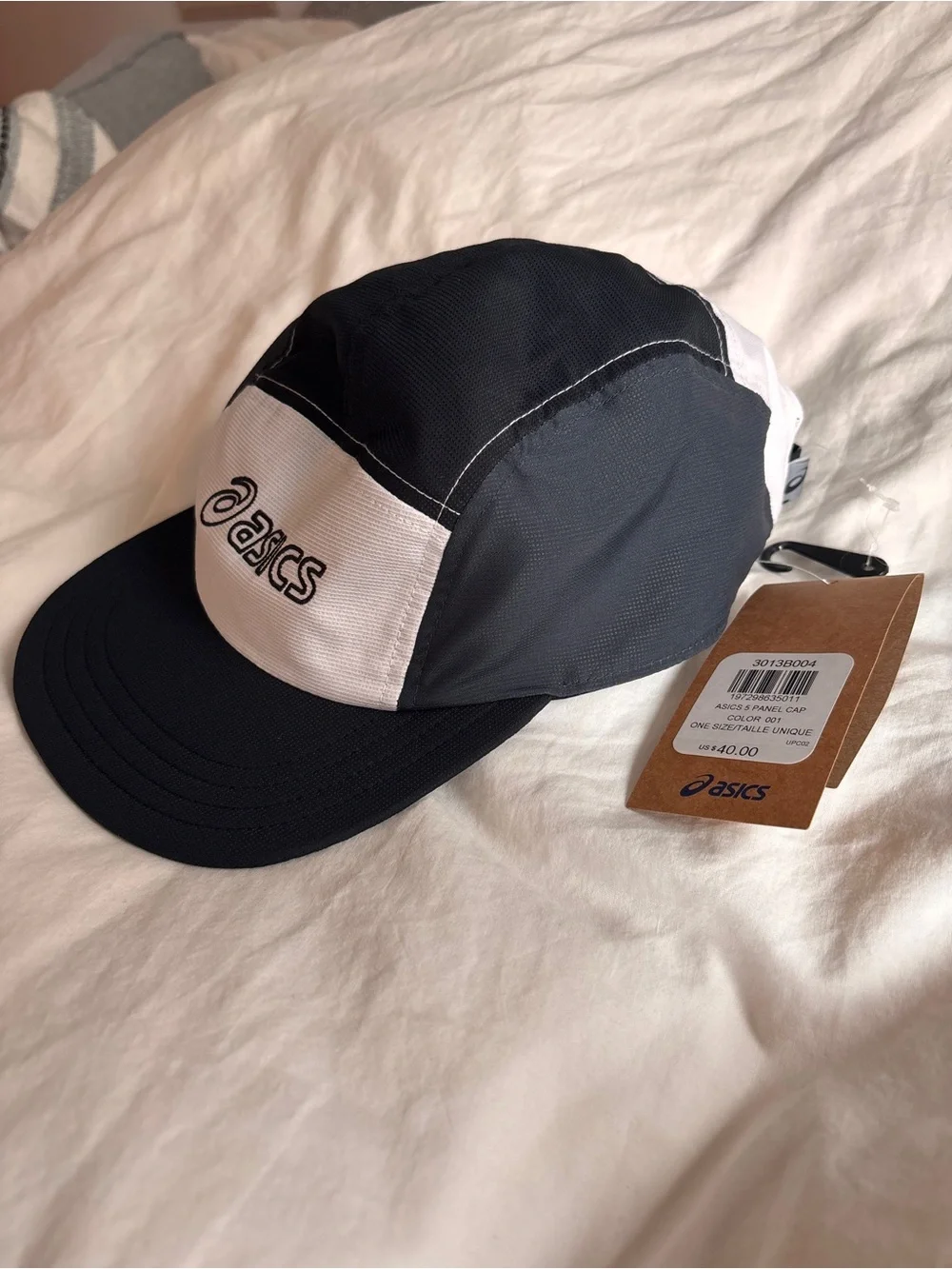 Asics Black and White Panel Running Cap